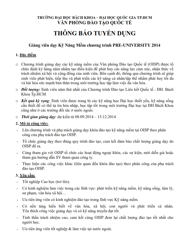 Thong bao tuyen dung Giang vien Soft Skill OISP HCMUT 2014 001